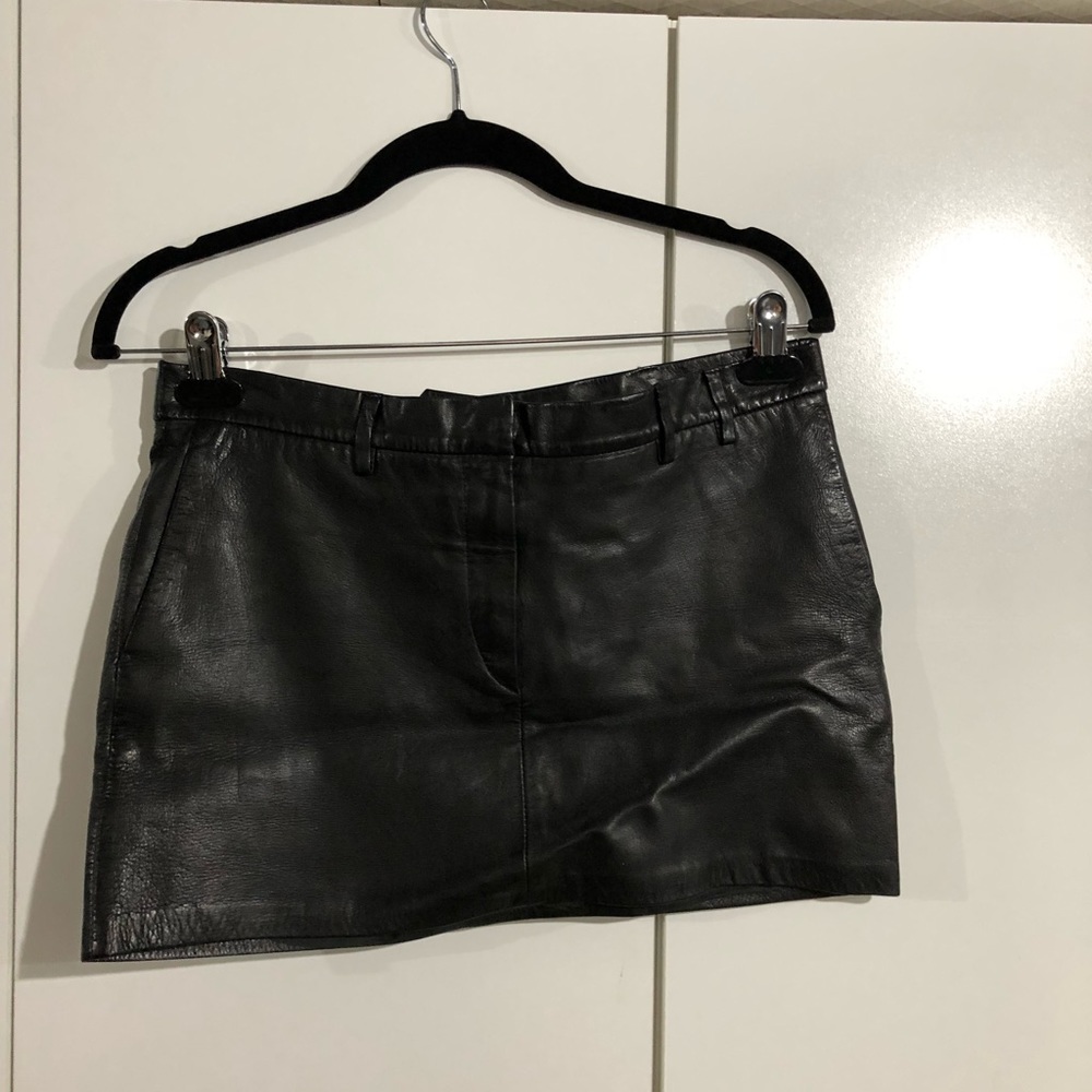 Leather mini skirt